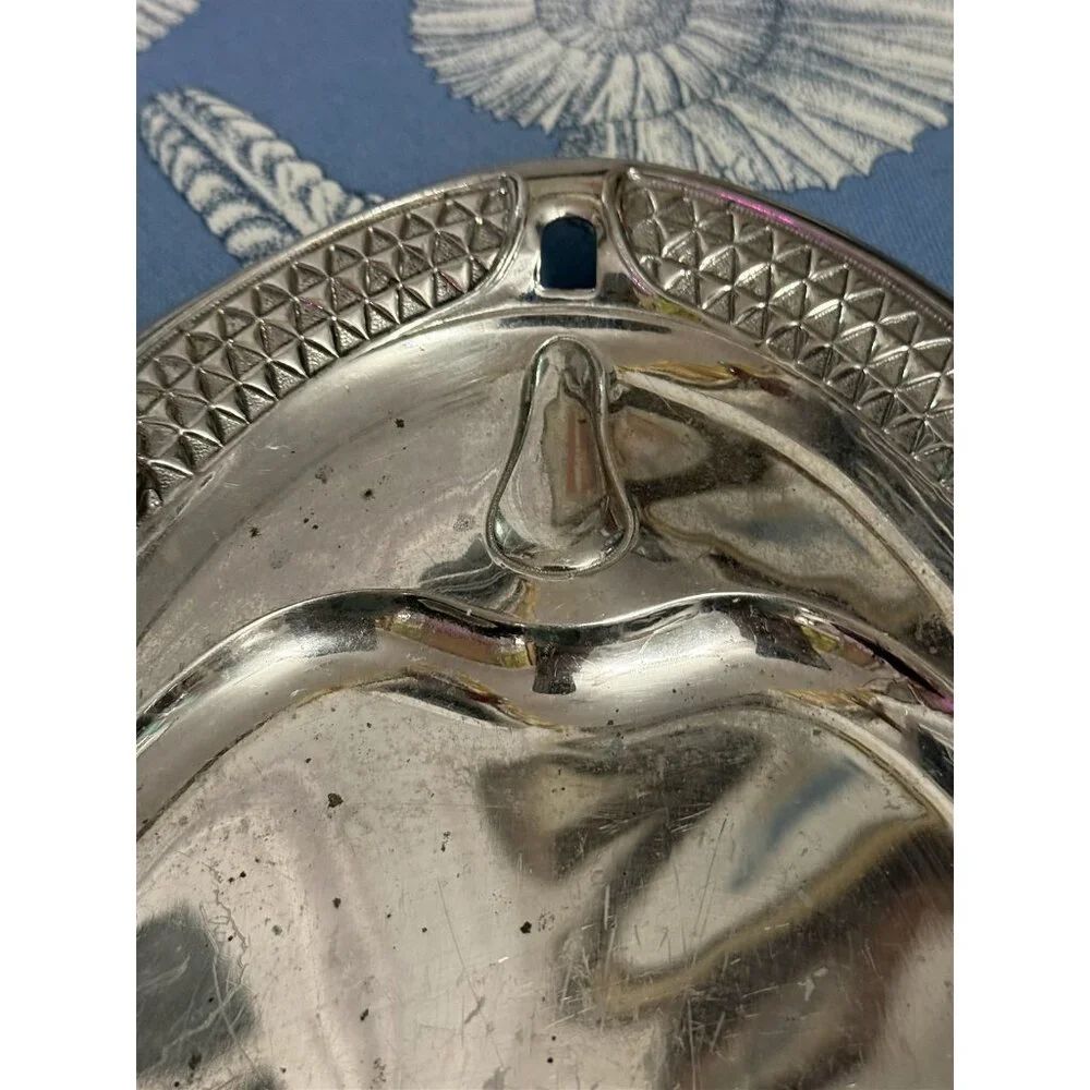Vintage Art Deco Metal Crumb Catcher Tray Silent Butler Chrome